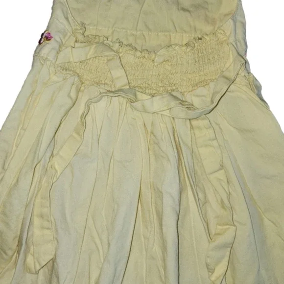 BLUEBERI BOULEVARD Yellow Halter Button Dress with Embroidered Flowers - Picture 6 of 7